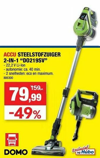 Hubo Domo elektro accu steelstofzuiger 2-in-1 do219sv aanbieding