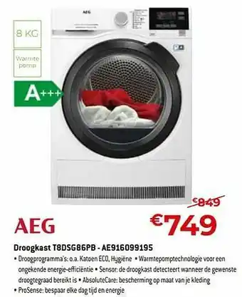 Exellent Aeg droogkast t8dsg86pb - ae916099195 aanbieding