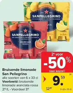 Carrefour Bruisende Limonade San Pellegrino aanbieding