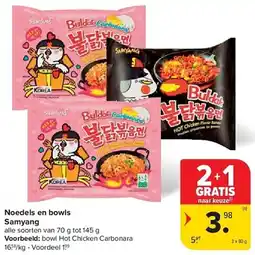 Carrefour Noedels en Bowls Samyang aanbieding