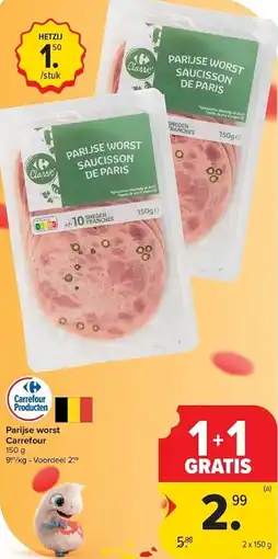 Carrefour Parijse worst Carrefour aanbieding