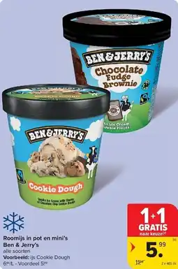 Carrefour Roomijs in pot en mini's Ben & Jerry's aanbieding