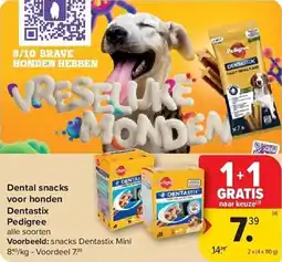 Carrefour Dental Snacks voor Honden Dentastix Pedigree aanbieding