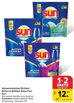Carrefour Vaatwastabletten Brilliant Shine en Brilliant Shine Plus Sun aanbieding