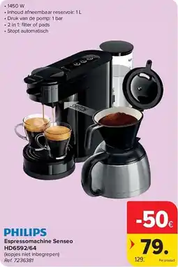 Carrefour Philips Espressomachine Senseo HD6592/64 aanbieding