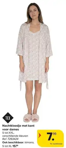 Carrefour Nachtkleedje met kant voor dames aanbieding