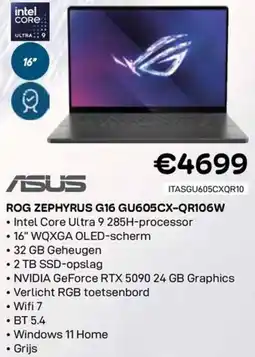 CompuDeals Asus ROG ZEPHYRUS G16 GU605CX-QR106W aanbieding