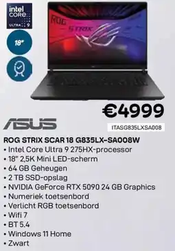 CompuDeals Asus ROG STRIX SCAR 18 G835LX-SA008W aanbieding