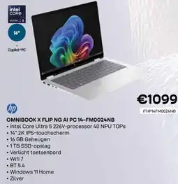 CompuDeals Hp omnibook x flip NG AI PC 14-FM0024NB aanbieding