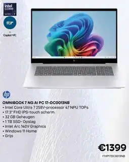 CompuDeals Hp Omnibook 7 NG AI PC 17-DC0013NB aanbieding