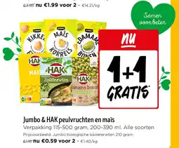 Jumbo Jumbo & HAK peulvruchten en maïs aanbieding