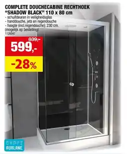 Hubo COMPLETE DOUCHECABINE RECHTHOEК SHADOW BLACK 110 х 80 cm aanbieding