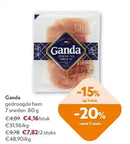 OKay Ganda gedroogde ham 7 sneden 80 g aanbieding