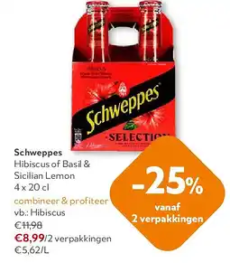 OKay Schweppes Hibiscus of Basil & Sicilian Lemon 4 x 20 cl aanbieding