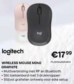 CompuDeals Logitech Wireless Mouse M240 Graphite aanbieding