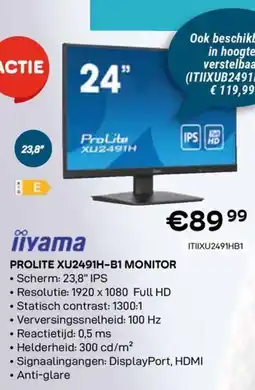 CompuDeals iiyama Prolite XU2491H-B1 Monitor aanbieding