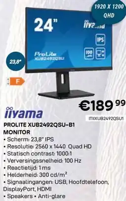 CompuDeals Iiyama Prolite XUB2492QSU-B1 Monitor aanbieding