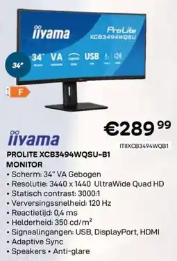 CompuDeals iiyama Prolite XCB3494WQSU-B1 Monitor aanbieding