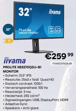 CompuDeals iiyama Prolite XB3270QSU-B1 Monitor aanbieding
