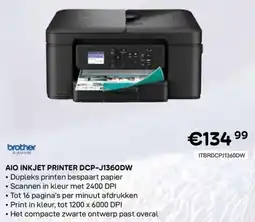 CompuDeals brother AIO Inkjet Printer DCP-J1360DW aanbieding