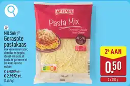 ALDI Milsani geraspte pastakaas aanbieding
