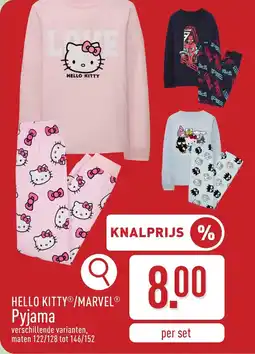 ALDI Hello kitty marvel pyjama aanbieding