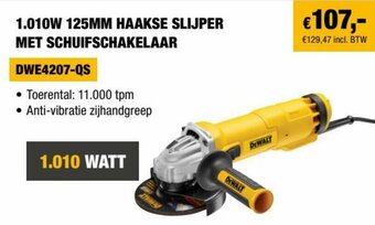 1.010W 125MM Haakse Slijper Met Schuifschakelaar