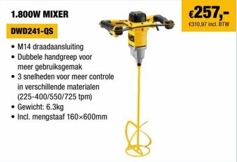 DeWALT 1.800W Mixer DWD241-QS aanbieding