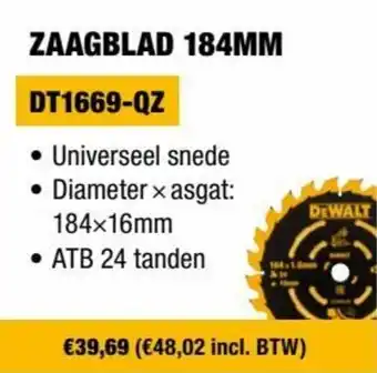 DeWALT Zaagblad 184MM DT1669-QZ aanbieding