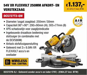 DeWALT 54V XR Flexvolt 250MM Afkort-En Verstekzaag aanbieding