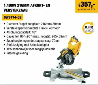 DeWALT 1.400W 216MM Afkort-En Verstekzaag DWS774-QS aanbieding