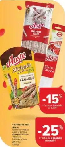 Carrefour Market Saucissons secs Aoste aanbieding