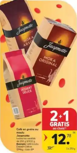 Carrefour Market Café en grains ou moulu Jacqmotte aanbieding