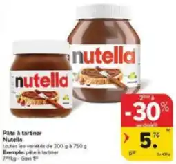 Carrefour Market Pâte à tartiner Nutella aanbieding