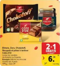 Carrefour Market Batons, Zero, Chokotoff Nougatti et pâtes à tartiner aanbieding