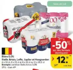Carrefour Market Bière 0,0% Stella Artois, Leffe, Jupiler et Hoegaarden aanbieding