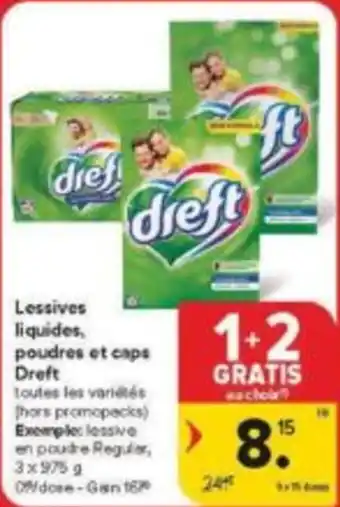 Lessives liquides, poudres et caps Dreft