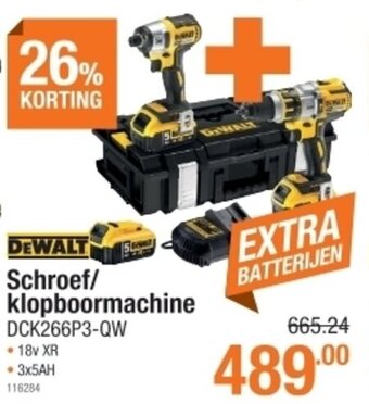 Cevo DeWalt Schroef/klopboormachine DCK266P3-QW aanbieding