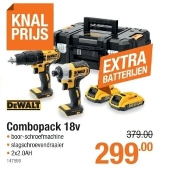 Cevo DeWalt Combopack 18v aanbieding