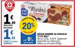 E.Leclerc Gâteau marbré au chocolat p'tit déli aanbieding
