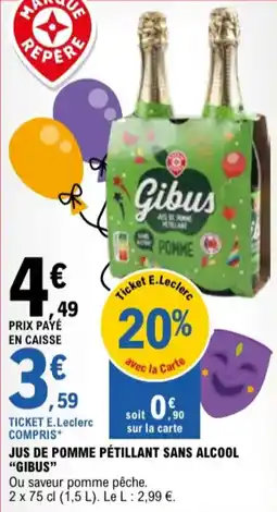E.Leclerc Jus de pomme pétillant sans alcool gibus aanbieding