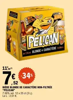 E.Leclerc Bière blonde de caractère non-filtrée pelican aanbieding