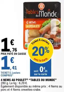 E.Leclerc 4 nems au poulet tables du monde aanbieding