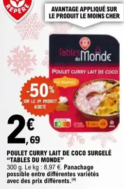 E.Leclerc Poulet curry lait de coco surgelé tables du monde aanbieding