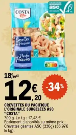 E.Leclerc Crevettes du pacifique l'originale surgelées asc costa aanbieding