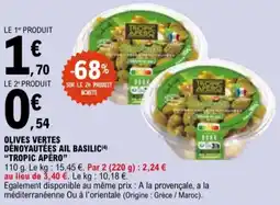 E.Leclerc Olives vertes dénoyautées ail basilic tropic apéro aanbieding