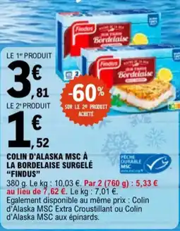 E.Leclerc Colin d'alaska msc à la bordelaise surgelé findus aanbieding