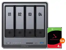 Coolblue UGREEN NASync DXP4800 Plus + Seagate Ironwolf 4 To Lot de 4 aanbieding