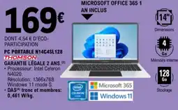 E.Leclerc Pc portable n14c4sl128 thomson aanbieding