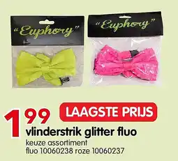 Yess vlinderstrik glitter fluo aanbieding
